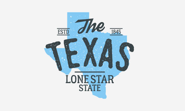 ilustrações de stock, clip art, desenhos animados e ícones de texas - the lone star state. texas state logo, label, poster. vintage poster. print for t-shirt, typography. vector illustration - texas