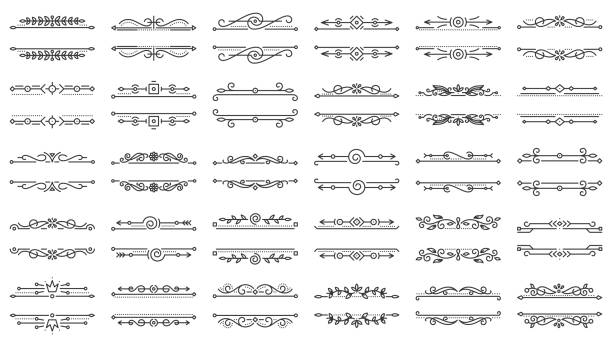 텍스트 프레임 간단한 블랙 라인 아이콘 벡터 세트 - 만연체 stock illustrations