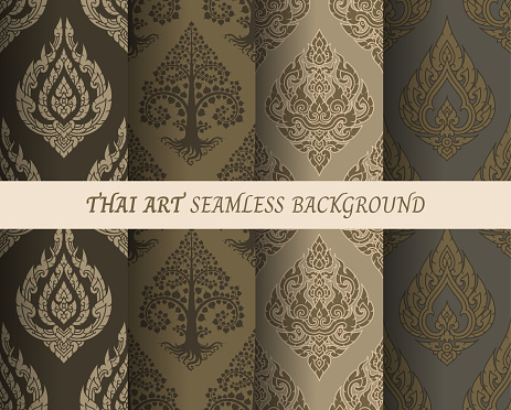 Thai pattern seamless wallpaper vector illustration.
