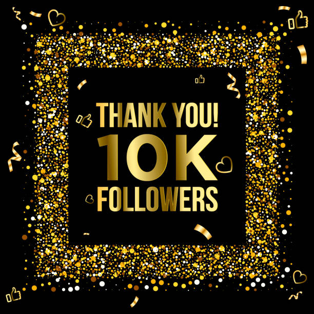 Thank you 10k or ten thousand followers peoples,  online social group, happy banner celebrate, gold and black design. Vector illustration vector art illustration