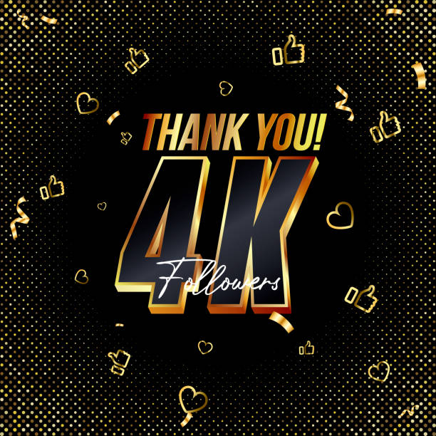 Thank you 4K followers 3d Gold and Black Font and confetti. Vector illustration 3d numbers for social media 4000 followers, Thanks followers, blogger celebrates subscribers, likes vector art illustration