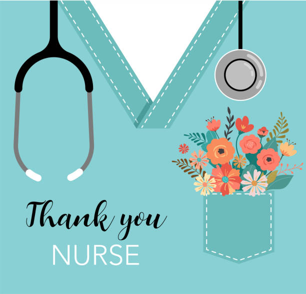 Thank you doctor and nurse - COVID-19 pandemic concept, vector illustration Thank you doctor and nurse - COVID-19 pandemic concept  series nurse stock illustrations