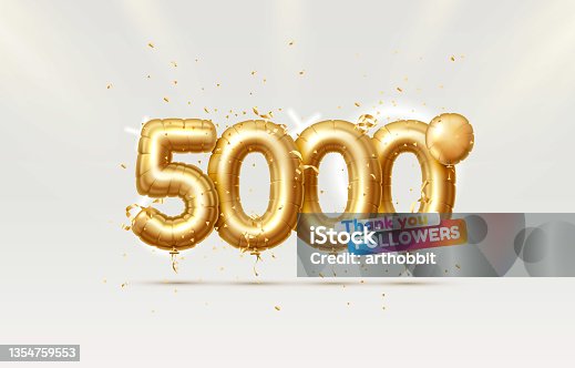 istock Thank you followers peoples, 5k online social group, happy banner celebrate, Vector 1354759553