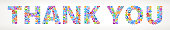 Thank You Future and Futuristic Technology Vector Buttons.. This royalty free vector illustration features a word made up of education and e-learning buttons of various sizes and colors. Each button features an icon in white and the buttons form a seamless pattern to make up each letter and word. The background of the image is light with a slight gradient. The word is conceptual in nature and include such classic educational icons as school, laptop computer, graduation cap, microscope, students studying and many more. The buttons are red, blue, green, orange in color and the image is very vibrant.