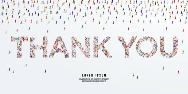 спасибо. большая группа людей форме для создания спасибо. векторная иллюстрация. - thank you stock illustrations