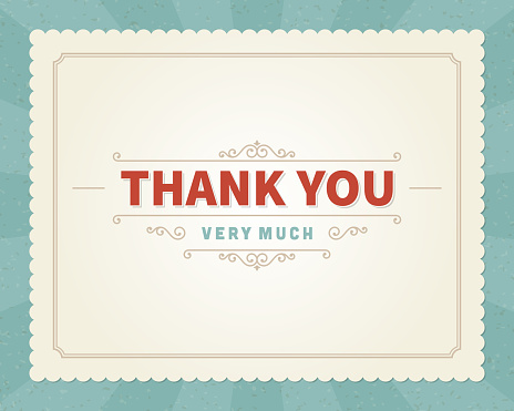 Thank you message card retro lettering typography