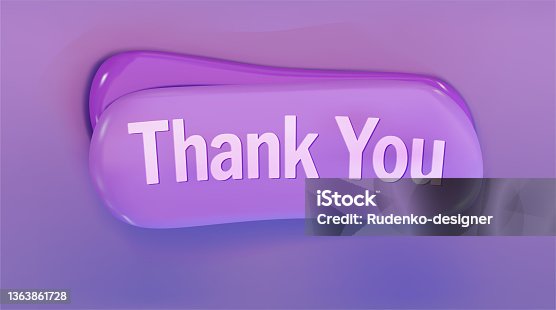 istock Thank you purple soft label. Lettering thank you on a gradient blur background. Vector 1363861728