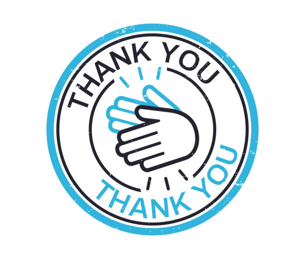 Thank You Stamp Badge Thank you hands clapping celebration appreciation gratitude badge with grunge texture. thank you stock illustrations