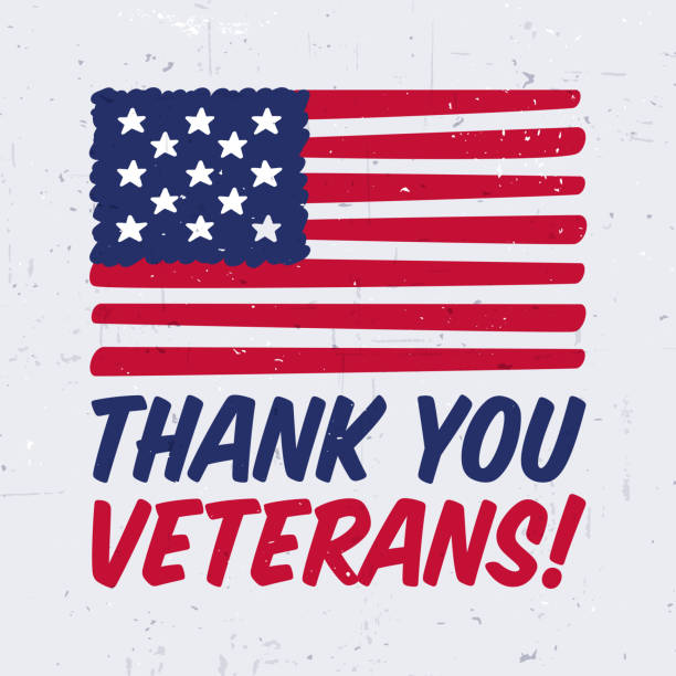Thank You Veterans! Thank you veterans US Veterans Day grunge drawn lines flag background pattern. memorial day background stock illustrations