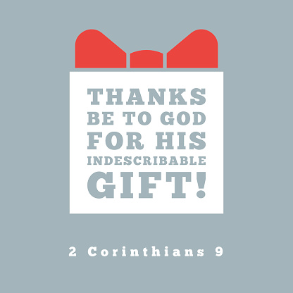 thanks be to god for his indescribable gift from 2 corinthians, bible quote for poster or print on t shirt
