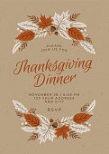 Thanksgiving Dinner Invitation Template. Stock illustration