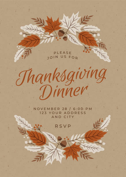 Thanksgiving Dinner Invitation Template. Thanksgiving Dinner Invitation Template. Stock illustration autumn drawings stock illustrations