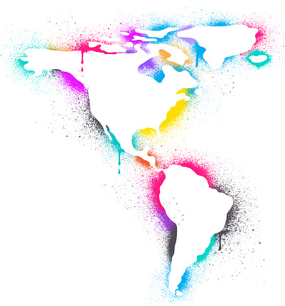 The Americas Map Graffiti Graphic