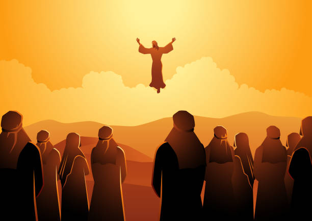 The ascension of Jesus Biblical vector illustration series, The ascension of Jesus jesus christ stock illustrations
