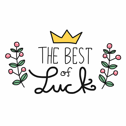 The Best Of Luck Word Lettering Vector Illustration Doodle Style Stock