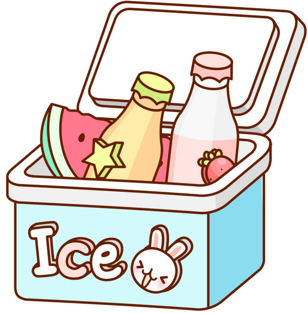 флаконы на ледяной box - clip art of a ice chest stock illustrations.
