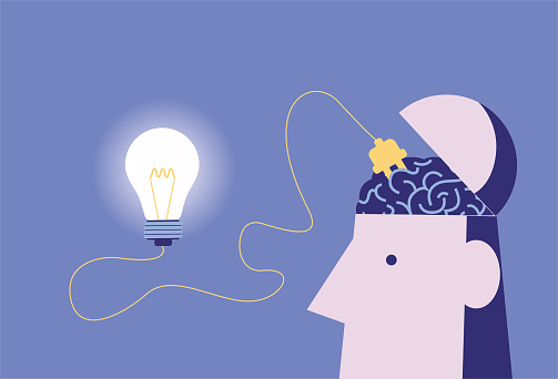 The brain recharges the light, creative inspiration