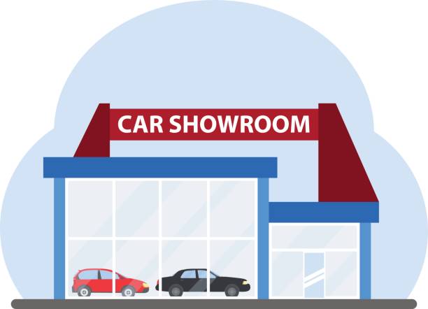 bir araba showroom binası - car dealership stock illustrations