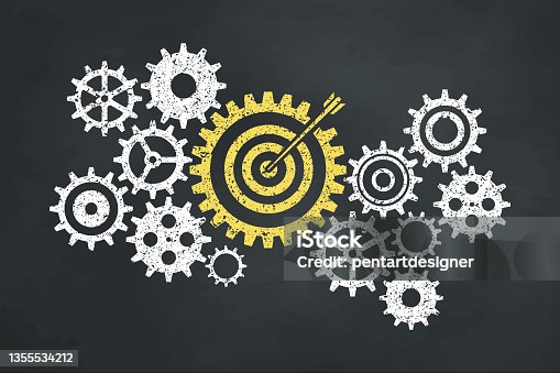 istock The business gear concept with target icon on blackboard 1355534212