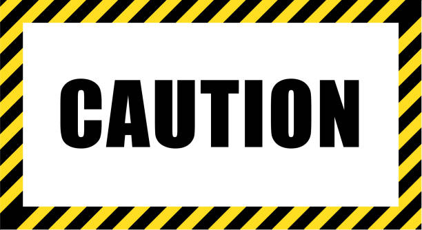The call for caution in striking black and yellow striped frame The call for caution in striking black and yellow striped frame. Design with attention icon for banner or poster or signboard. Danger warning. security borders stock illustrations
