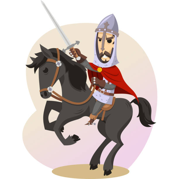 the cid riding his stallion holding sword. - sancho stock illustrations