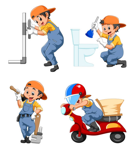 The collection of the plumber are doing the jobs The collection of the plumber are doing the jobs of illustration mechanic clipart stock illustrations