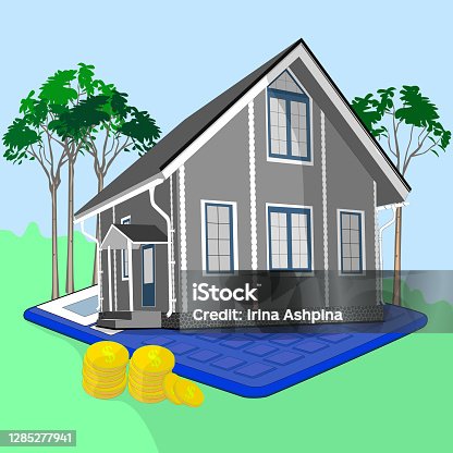 istock The concept of a mortgage. Mortgage loan or investment in real estate. Home. Money. Calculator. Vector 1285277941