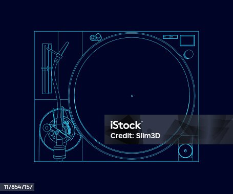istock The contour of a vinyl player. View from above. Vintage vinyl record player. Vector illustration. 1178547157