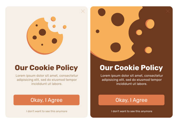The cookie pop up The cookie pop up set for web design. Flat vector design illustration. Useful for web design pop ups and other elements. cookie stock illustrations
