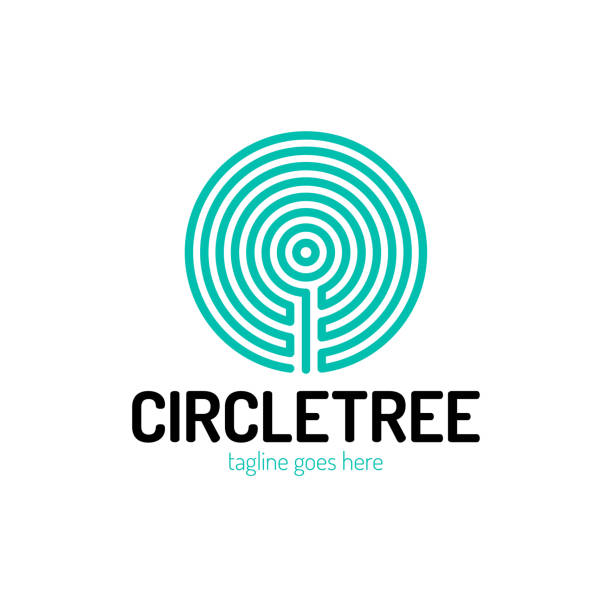 The cut of a tree in the circle shape and labyrinth symbol template. For timber and woodworking companies. Creative and modern symbol for company identity The cut of a tree in the circle shape and labyrinth symbol template. For timber and woodworking companies. Creative and modern symbol for company identity maze symbols stock illustrations