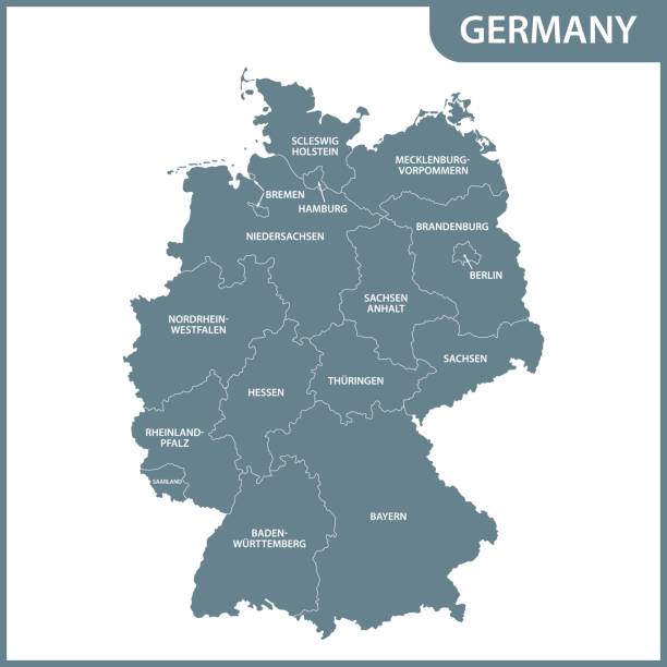 지역으로 독일의 상세한 지도 - 튀링겐 stock illustrations