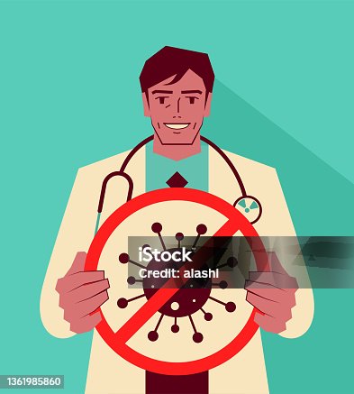 istock The doctor is holding a coronavirus prohibitory sign (Covid Free Zone) 1361985860