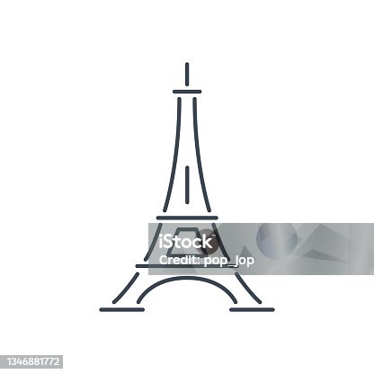 istock The Eiffel Tower. World Landmarks - Line Icon. Vector Stock Illustration 1346881772