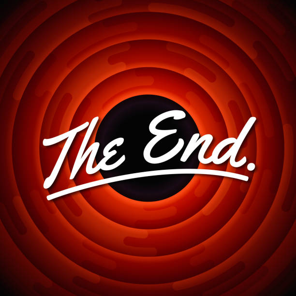 The End The end screen credits circle concept. movie backgrounds stock illustrations