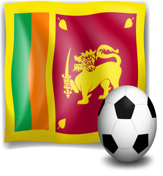 The flag of SriLanka with a soccer ball The flag of SriLanka with a soccer ball on a white background pink soccer balls stock illustrations