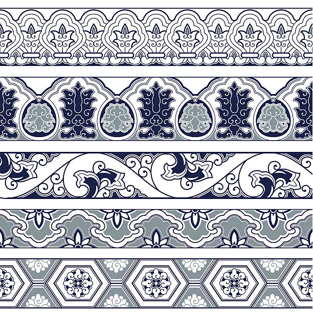The Frames of Chinese Style Some frames,lines and patterns of chinese style.(This editable vector file contains eps10 and No less than 5000×5000 pixels,jpeg formats.) maze borders stock illustrations