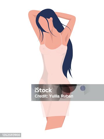 istock The girl in the negligee, isolated on a white background. Vector illustration 1352593900
