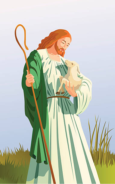 The good shepherd vector art illustration