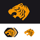 The head of a tiger. Template of company's sign. Corporate style for the security company, sports hall. Male symbol. A serious tiger.