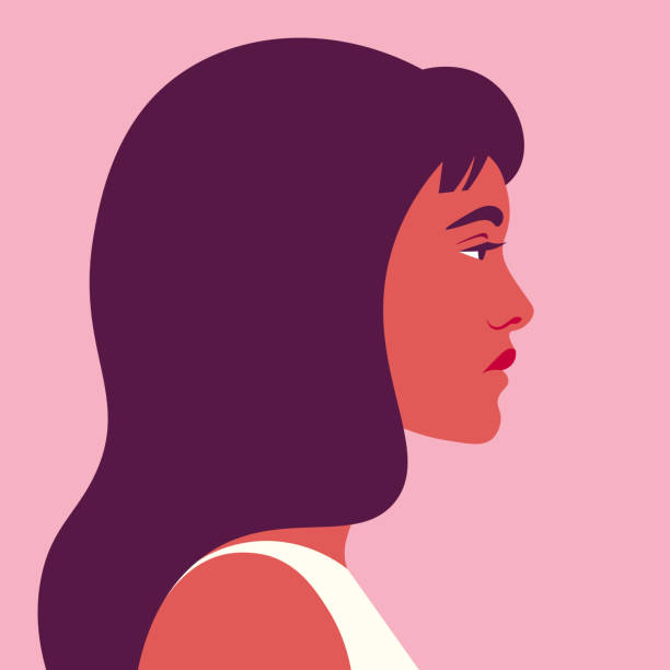 bildbanksillustrationer, clip art samt tecknat material och ikoner med the hispanic woman’s head in the profile. avatar. - brunt hår