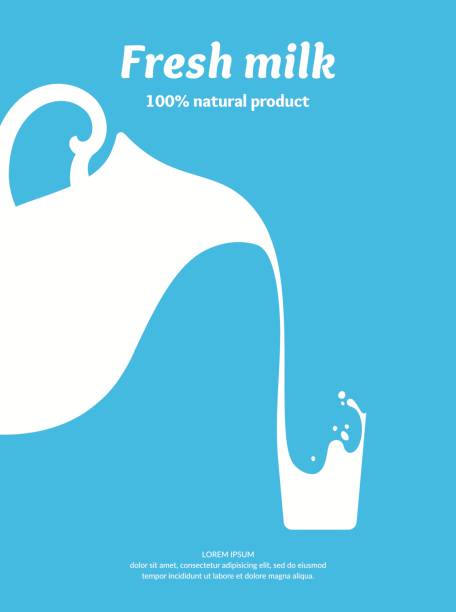 The Image of Fresh Milk The original concept poster to advertise milk. Vector illustration. breakfast silhouettes stock illustrations