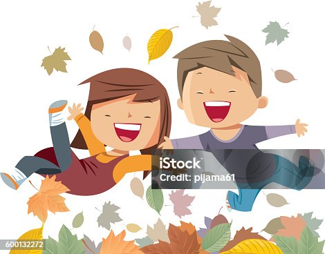 istock the kids jump on the autumn leaves 600132272