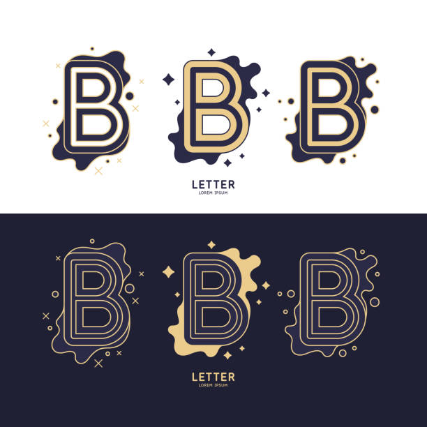 The letter B of the Latin alphabet. Display character in a contemporary style. A sign with dynamic splashes. The letter B of the Latin alphabet. Display character in a contemporary style. Vector illustration. A sign with dynamic waves and splashes. fancy letter b silhouettes stock illustrations