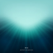 The light that shines from above the surface into the underwater. vector background copy space