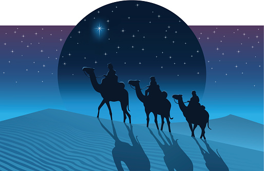 The Magi from the east follow the Star of Bethlehem