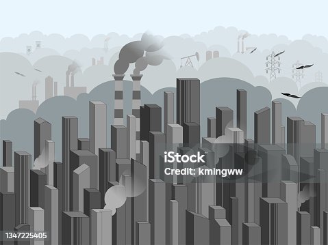 istock The metropolis is gotten air pollution form the factory and commercial buildingg vector illustration graphic EPS 10 1347225405