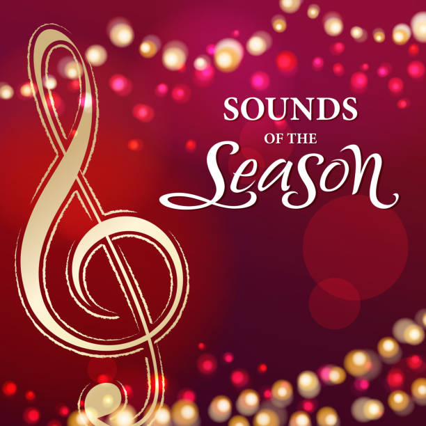 The Music of Christmas Celebrate Christmas day with music and dance in the sparkle lights background christmas music background stock illustrations