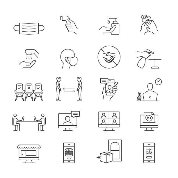 The New Normal Icons. Outline Symbol Icons The New Normal Icons. Outline Symbol Icons office icons stock illustrations