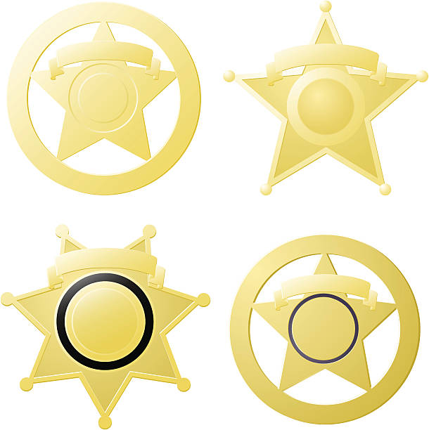 ilustraciones, imágenes clip art, dibujos animados e iconos de stock de la estrella ol'estaño - police badge