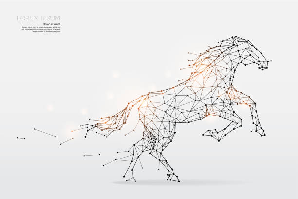 The particles, geometric art, line and dot of horse running The particles, geometric art, line and dot of horse running 
abstract vector illustration. graphic design concept of speed
- line stroke weight editable brochure silhouettes stock illustrations